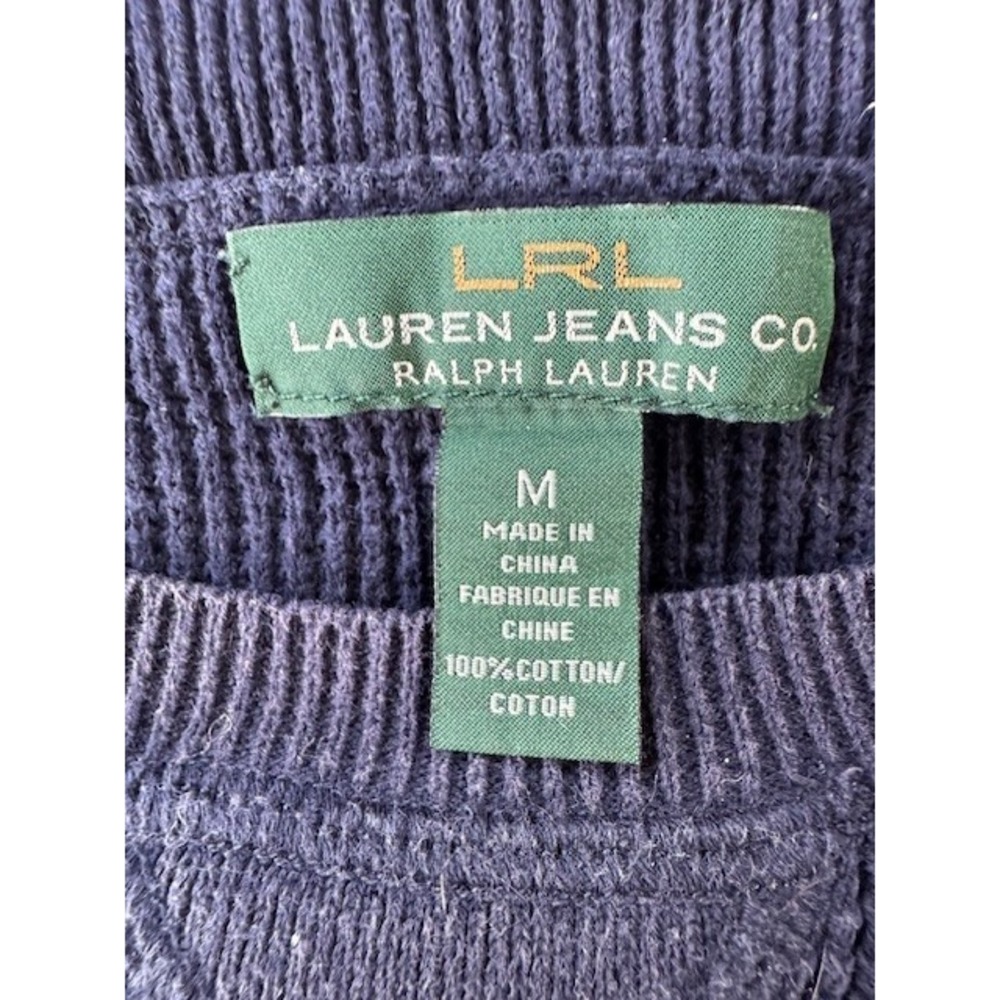 Lauren Jeans Ralph Striped Multicolor Block Laced Sides Waffle Weave Sweater MED - Picture 4 of 10